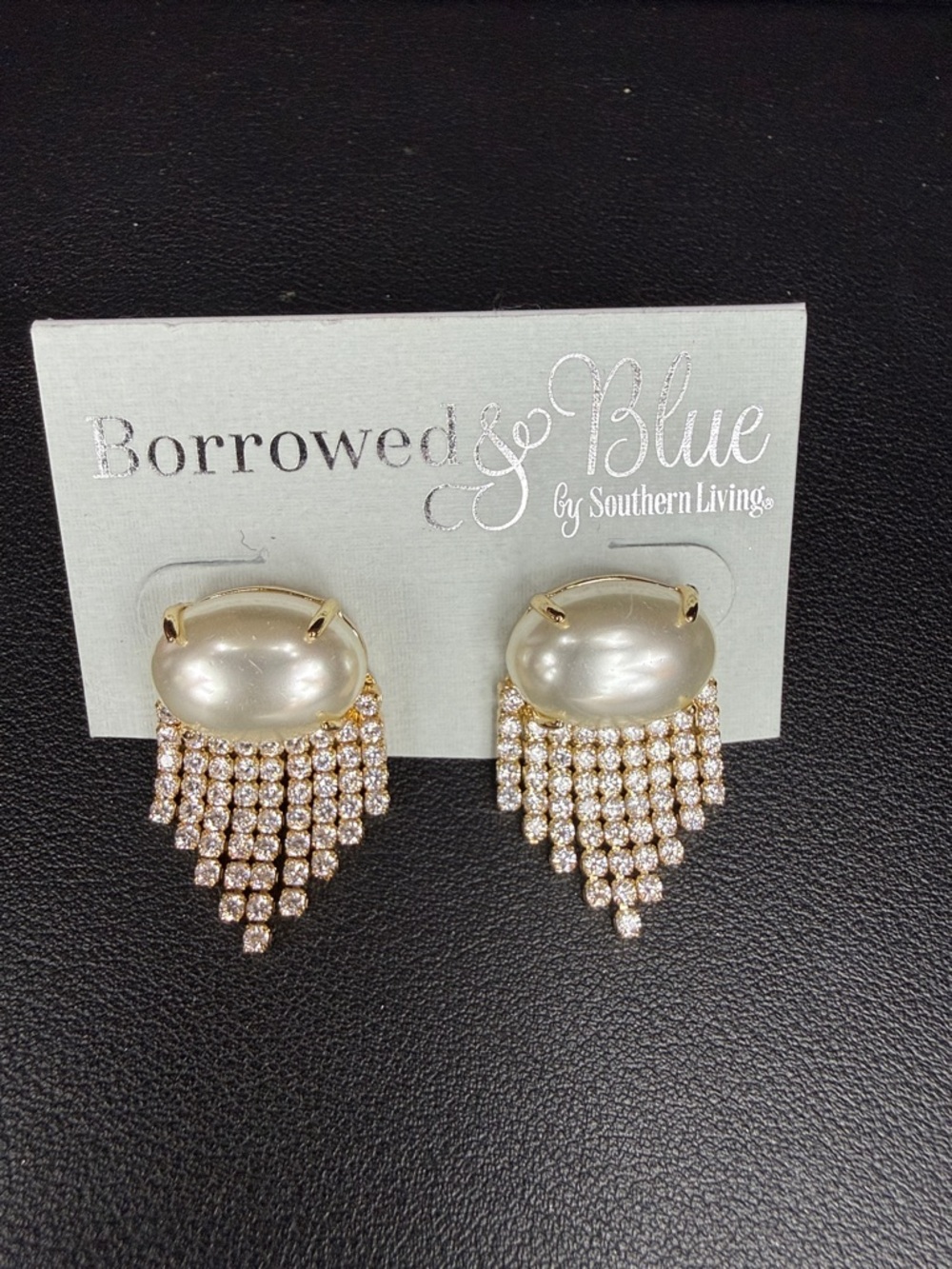 Borrowed & Blue Gold Pearl Fringe Earrings - White